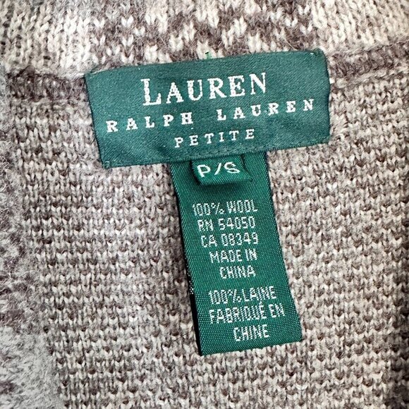 Lauren Ralph Lauren Wool Aztec Southwestern Cardigan Jacket Sweater Brown - Picture 3 of 5